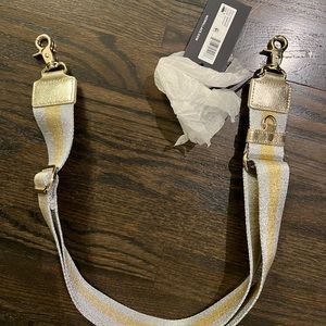 Brand New MZ Wallace Silver/Gold Lurex Strap with Gold hardware